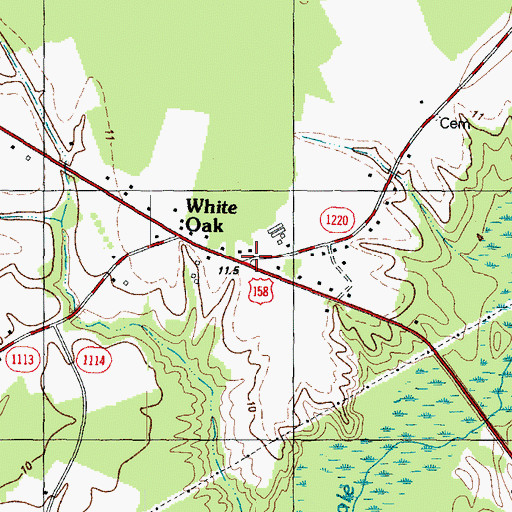 Topographic Map of White Oak, NC