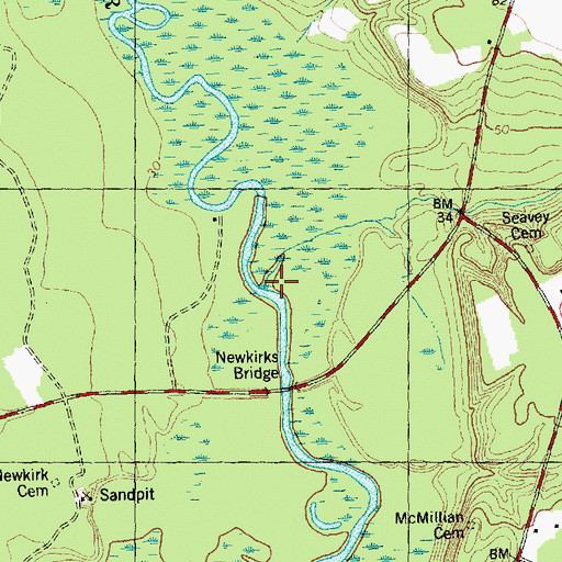 Topographic Map of Wildcat Creek, NC