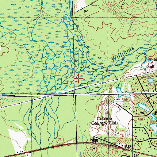 Topographic Map of Williams Old Mill Branch, NC