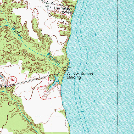 Topographic Map of Willow Branch, NC