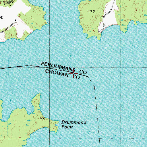 Topographic Map of Yeopim River, NC