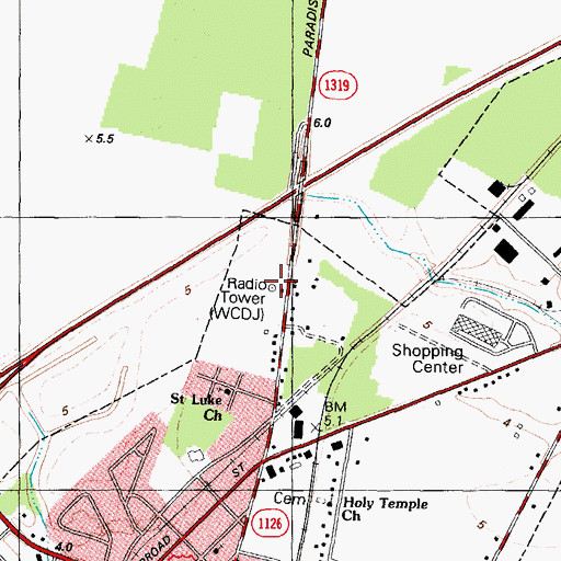 Topographic Map of WCDJ-AM (Edenton), NC