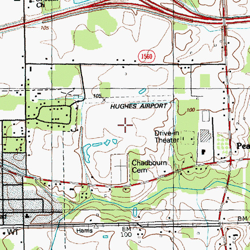 Topographic Map of Hughes Airport (historical), NC