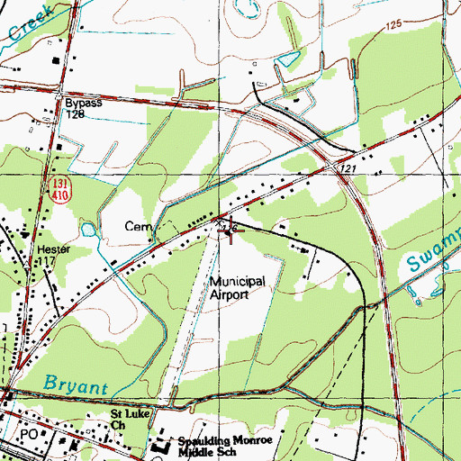 Topographic Map of Bladenboro Airport, NC