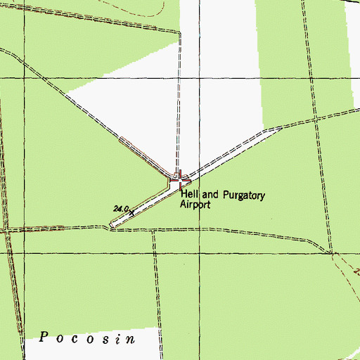 Topographic Map of Hell and Purgatory Airport (historical), NC