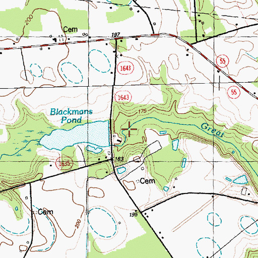 Topographic Map of Blackmans Pond Dam, NC