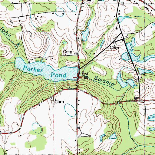 Topographic Map of Parker Pond, NC