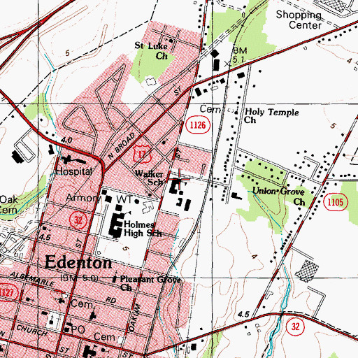 Topographic Map of D F Walker High School, NC