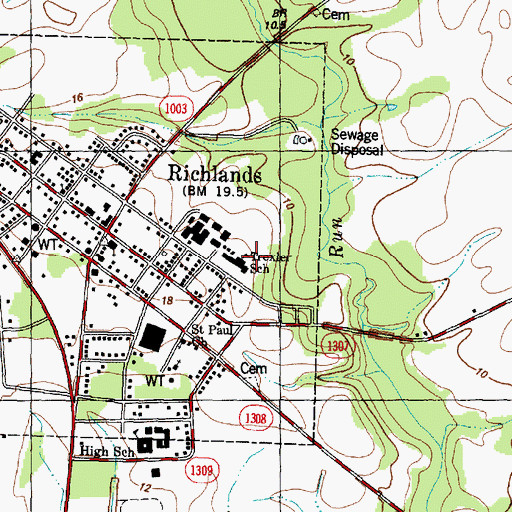 Topographic Map of Trexter Junior High School, NC