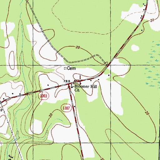 Topographic Map of Bloomer Hill Church, NC