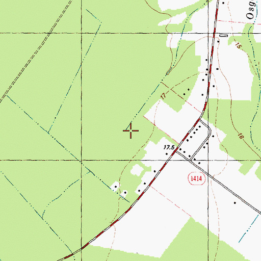 Topographic Map of East Prong of Osgood Branch, NC