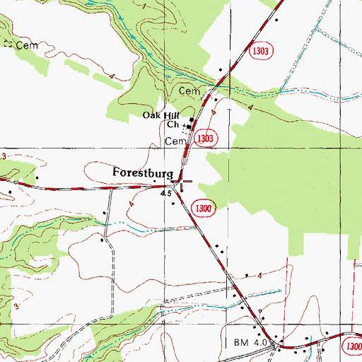 Topographic Map of Forestburg, NC