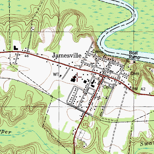 Topographic Map of Jamesville Union School, NC