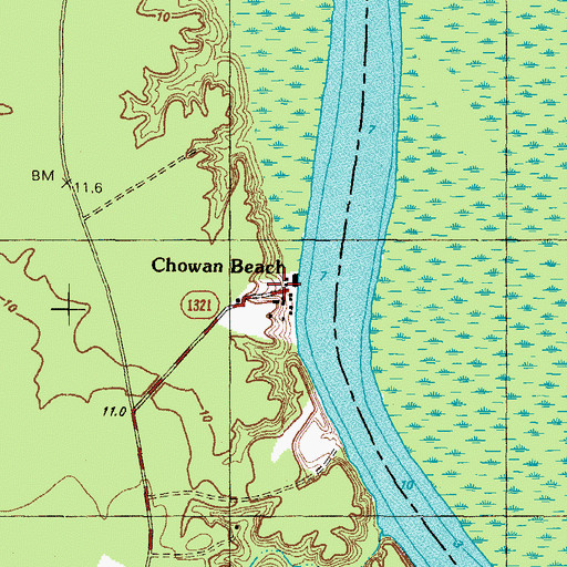 Topographic Map of Chowan Beach, NC