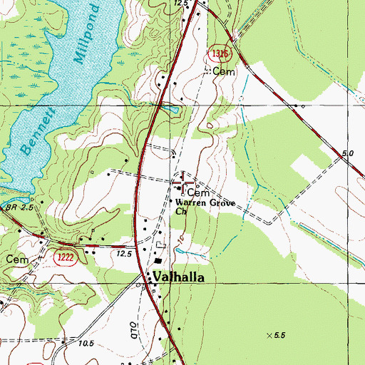 Topographic Map of Warren Grove Church, NC