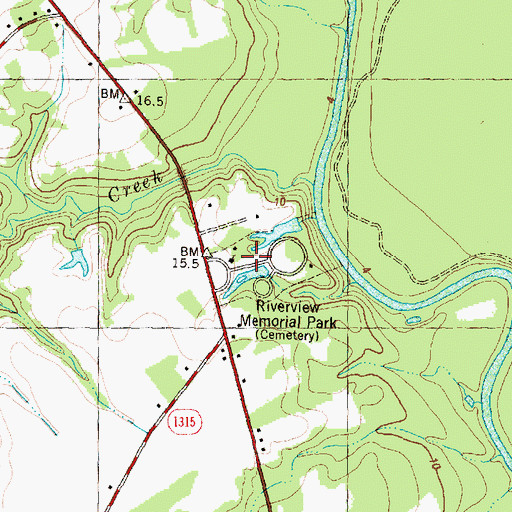 Topographic Map of Riverview Memorial Park, NC