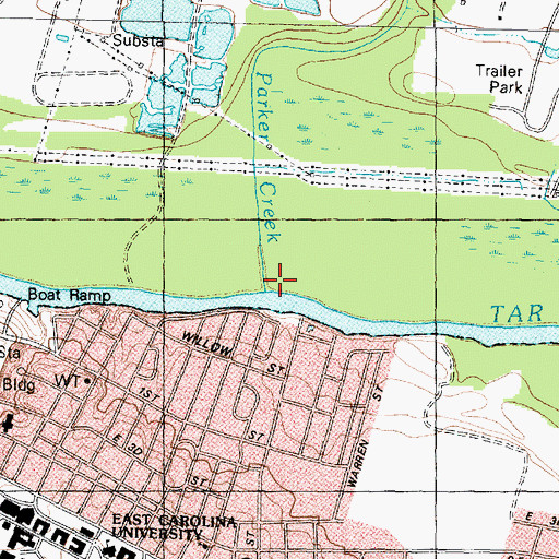 Topographic Map of Parker Creek, NC
