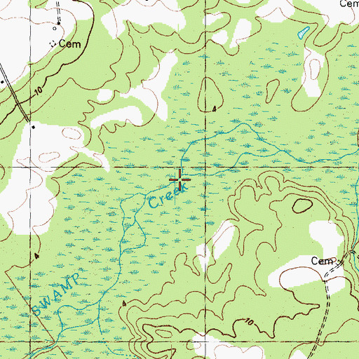 Topographic Map of Ahoskie Swamp, NC