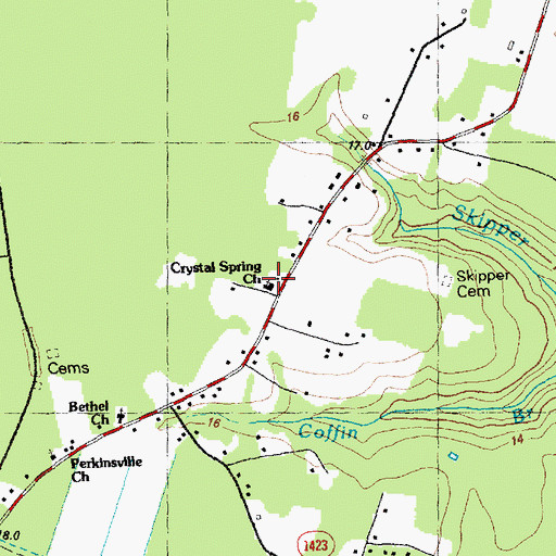 Topographic Map of Crystal Spring Church, NC