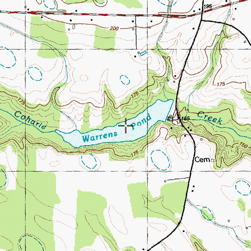 Topographic Map of Warrens Pond, NC