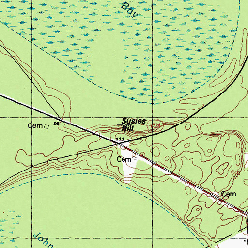 Topographic Map of Susies Hill, NC