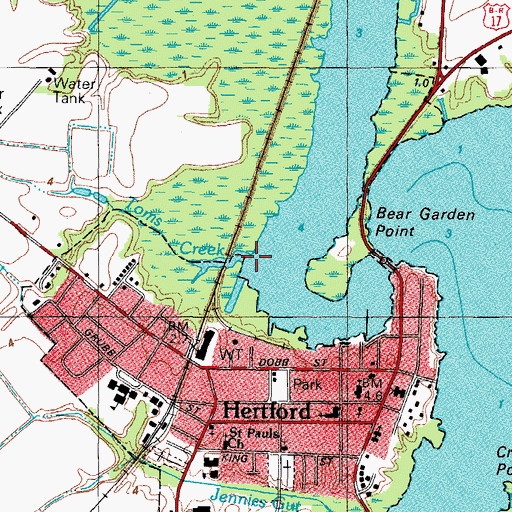 Topographic Map of Toms Creek, NC