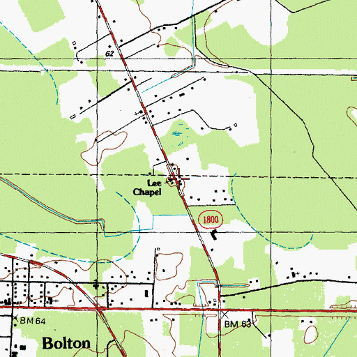 Topographic Map of Lee Chapel, NC