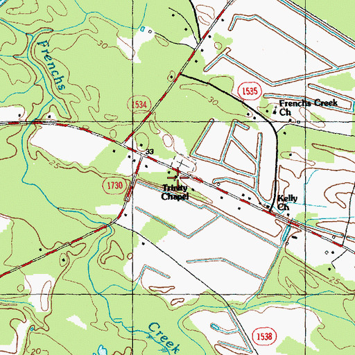 Topographic Map of Trinity Chapel, NC