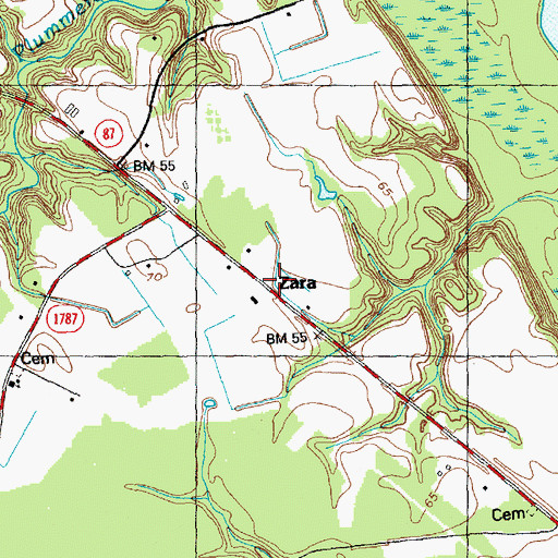 Topographic Map of Zara, NC