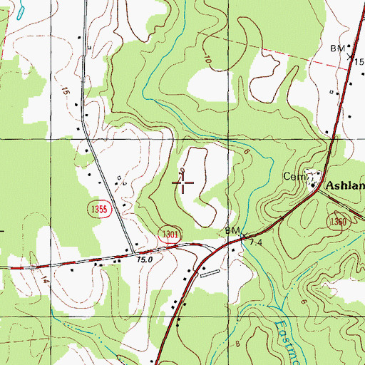 Topographic Map of Ashland, NC