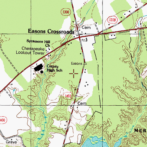 Topographic Map of Gates County, NC