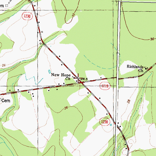 Topographic Map of New Hope Church, NC