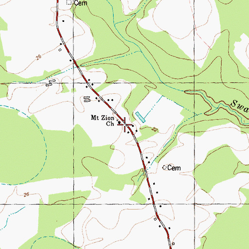 Topographic Map of Mount Zion Church, NC