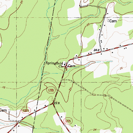 Topographic Map of Springfield Church, NC