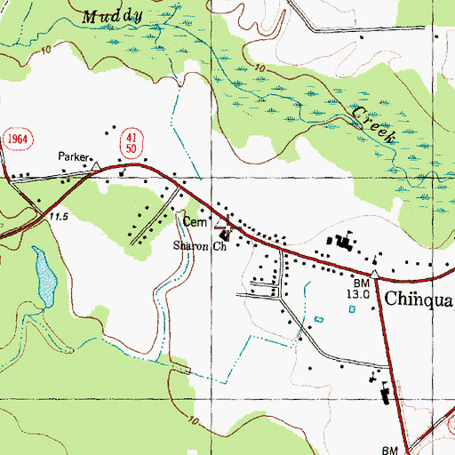 Topographic Map of Sharon Church, NC