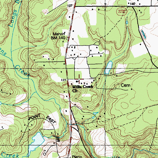 Topographic Map of Willis Creek Church, NC