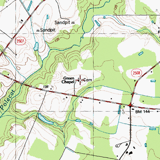 Topographic Map of Green Chapel, NC