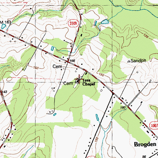 Topographic Map of Tees Chapel, NC