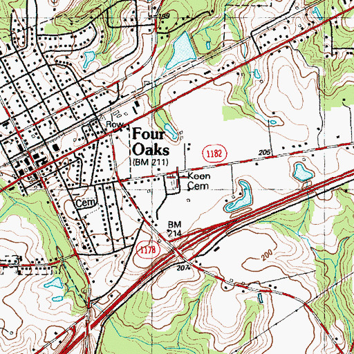 Topographic Map of Keen Cemetery, NC