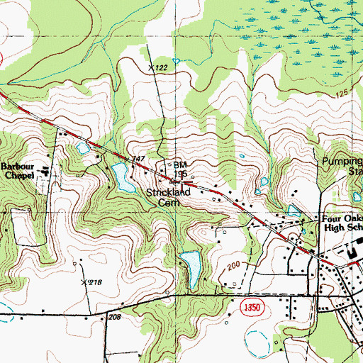 Topographic Map of Strickland Cemetery, NC