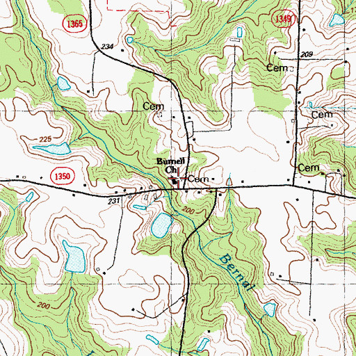 Topographic Map of Burnell Church, NC