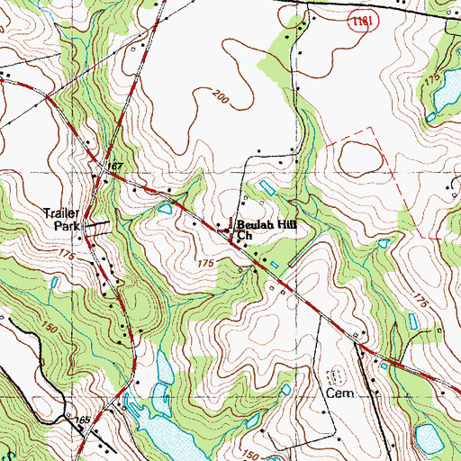 Topographic Map of Beulah Hill Church, NC