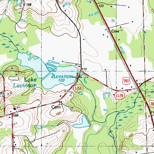 Topographic Map of Lake Levinson, NC