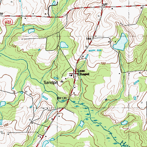 Topographic Map of Lees Chapel, NC