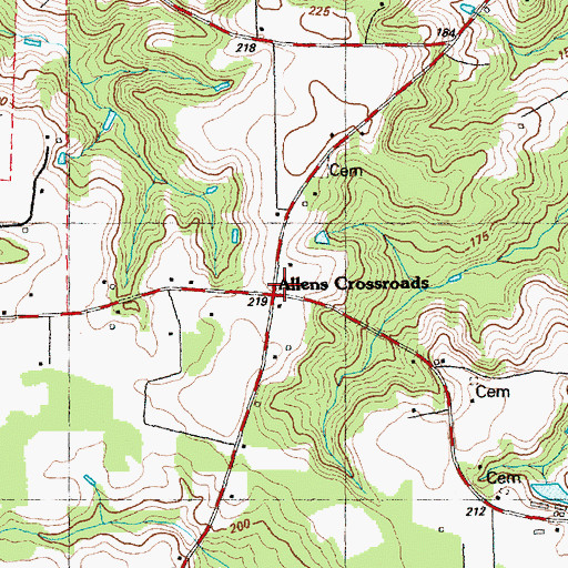 Topographic Map of Allens Crossroads, NC