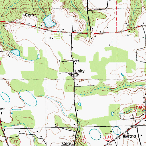 Topographic Map of Unity Church, NC