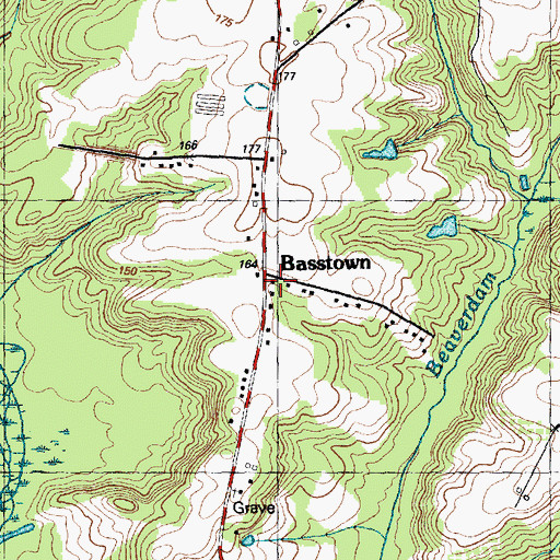 Topographic Map of Basstown, NC