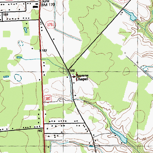 Topographic Map of Browns Chapel, NC