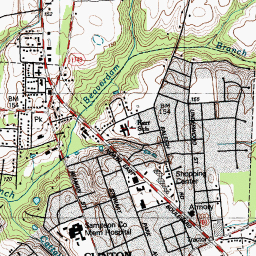 Topographic Map of Kerr School, NC