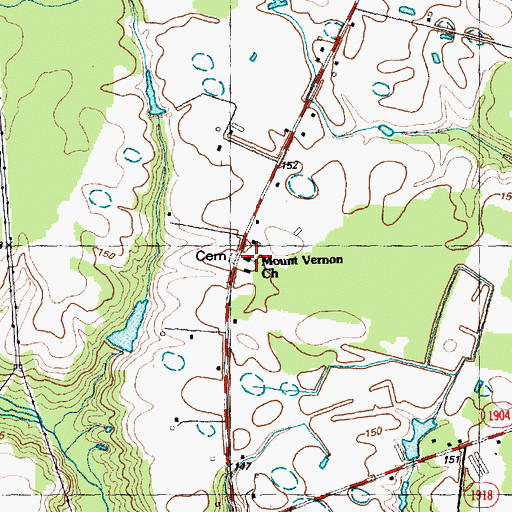 Topographic Map of Mount Vernon Church, NC